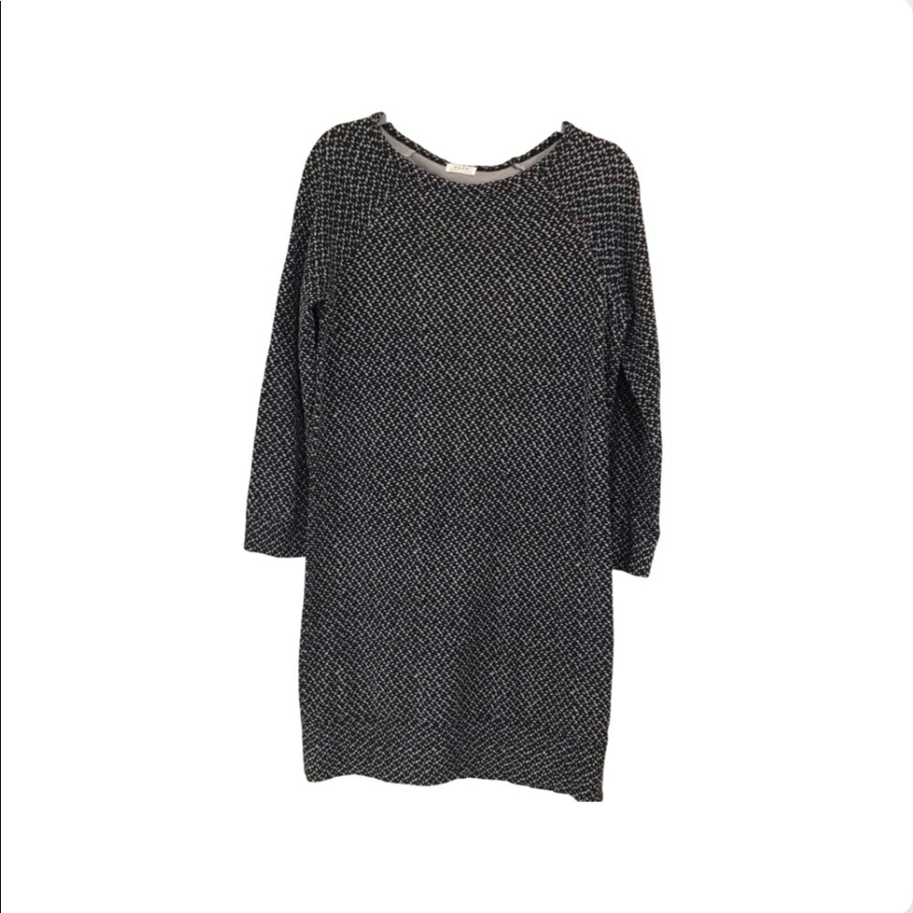 Soft Joie long sleeve dress size S/M black chevron like print minimalist modest